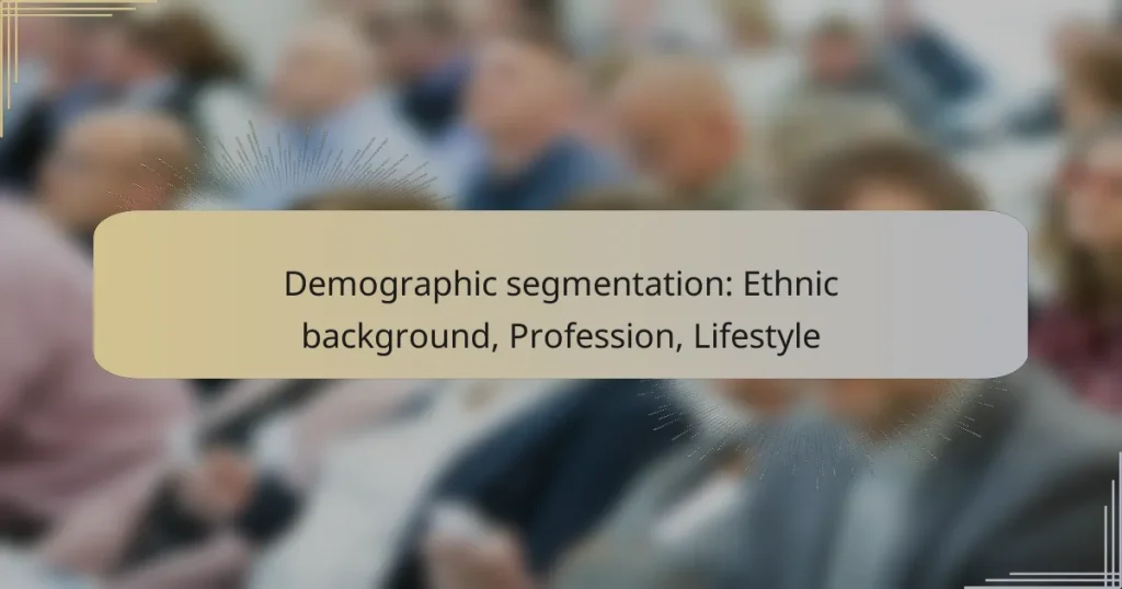 Demographic segmentation: Ethnic background, Profession, Lifestyle