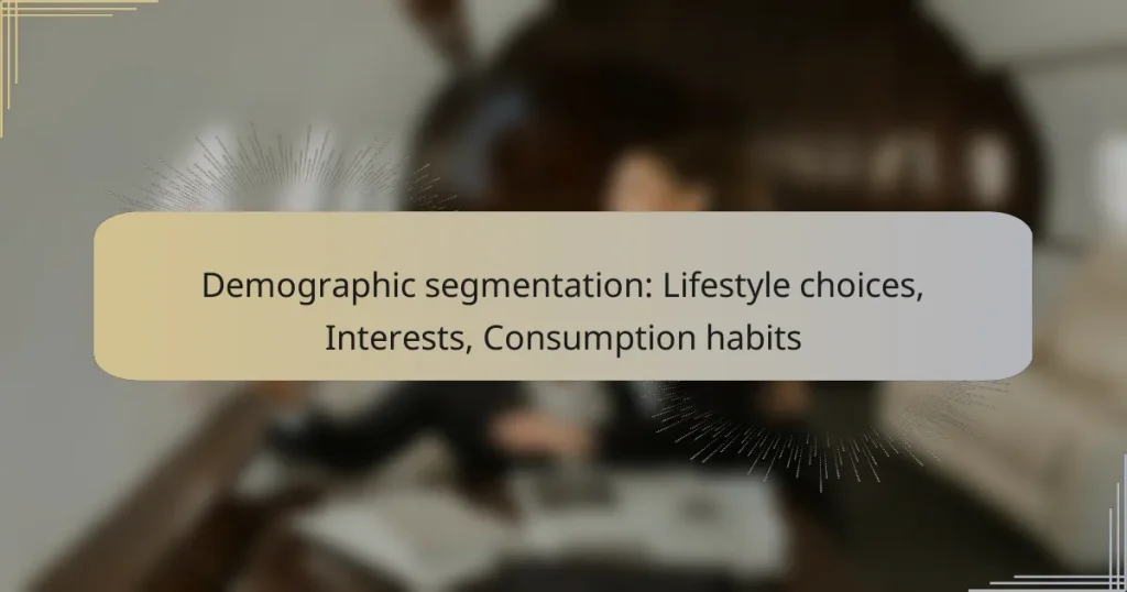 Demographic segmentation: Lifestyle choices, Interests, Consumption habits