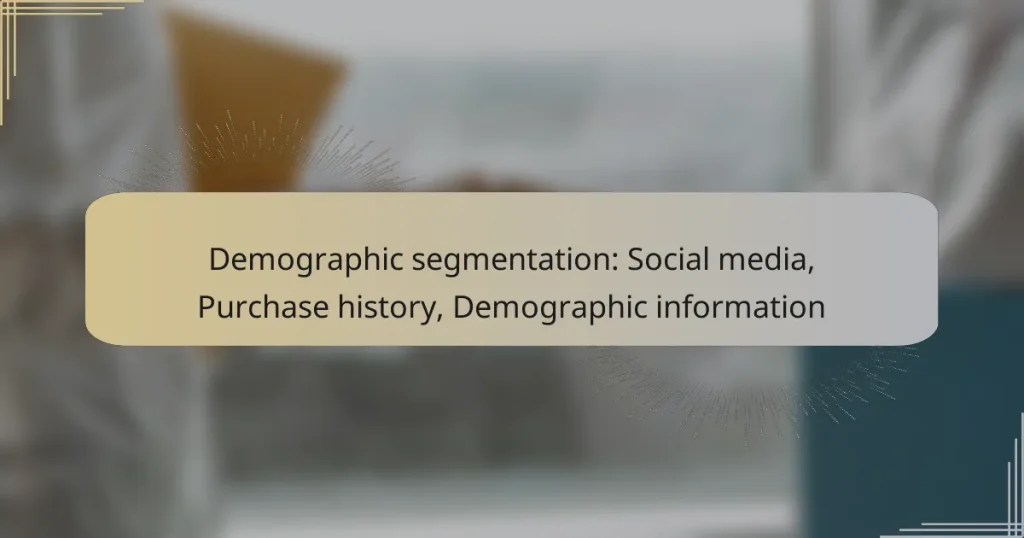 Demographic segmentation: Social media, Purchase history, Demographic information