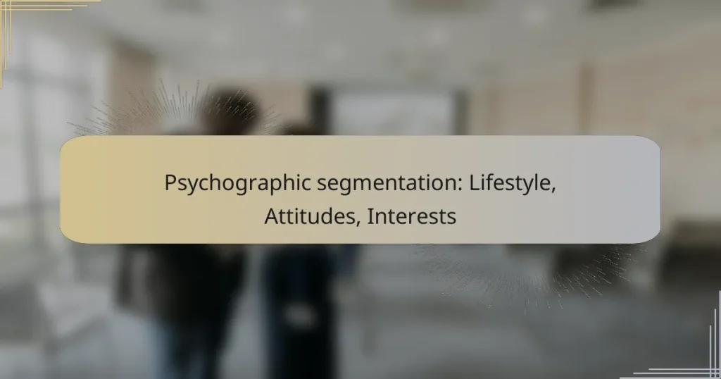 Psychographic segmentation: Lifestyle, Attitudes, Interests