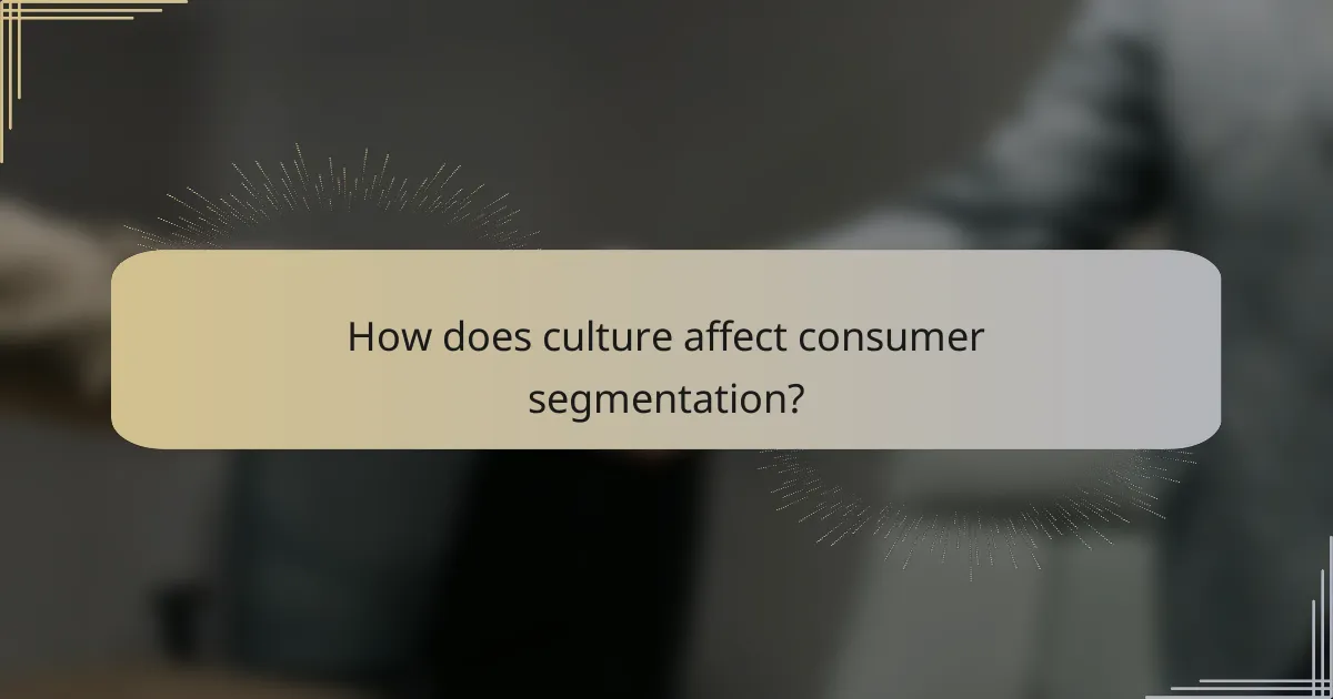 How does culture affect consumer segmentation?