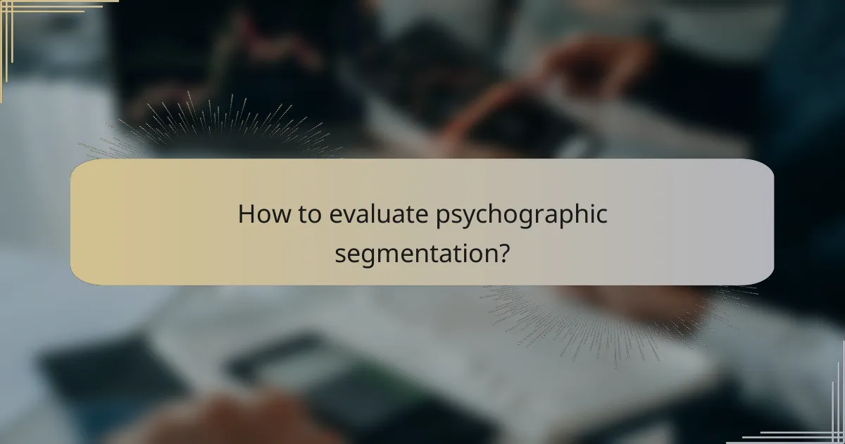How to evaluate psychographic segmentation?