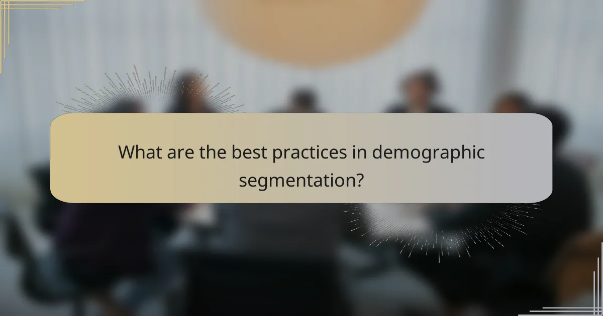 What are the best practices in demographic segmentation?